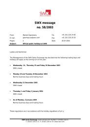 Official public holidays at SWX - SIX Swiss Exchange