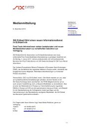 Medienmitteilung - SIX Swiss Exchange