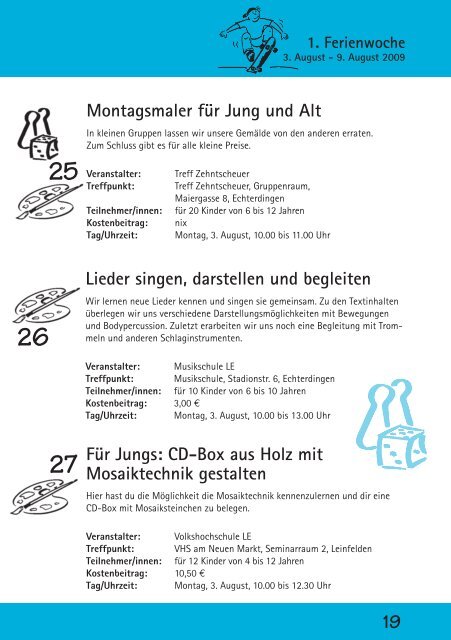 Sommerferienprogramm 2009 - Stadtjugendring Leinfelden ...