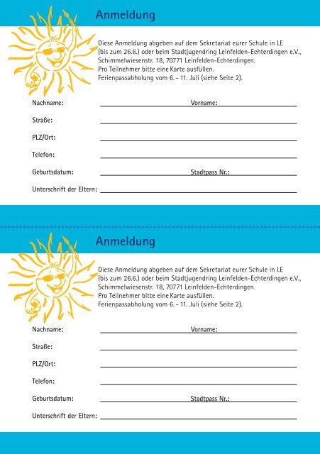 Sommerferienprogramm 2009 - Stadtjugendring Leinfelden ...