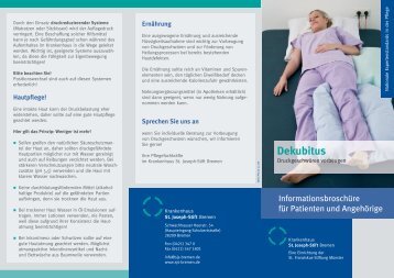 Dekubitus Informationsbroschüre für Patienten und Angehörige
