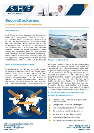 Produktblatt SecureDocXpress - SHE Informationstechnologie AG