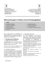 Übernachtungen in Hotels und auf Campingplätzen - SK CONCEPT