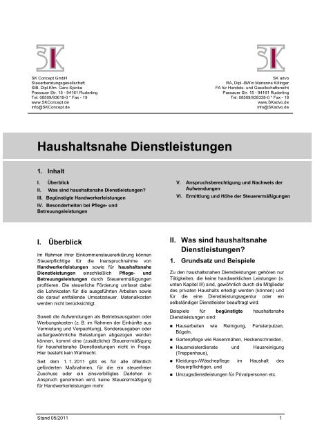 Haushaltsnahe Dienstleistungen SK CONCEPT