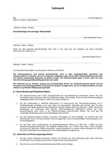 Aok Vollmacht Formulare / Vollmachten downloads und ...