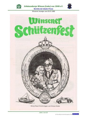 Schützenfest vom 03.07. bis 07.07.1980 - Schützenkorps Winsen ...