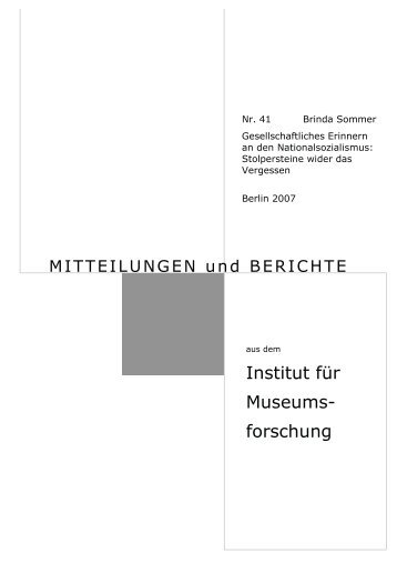 Institut für Museums- forschung - Staatliche Museen zu Berlin