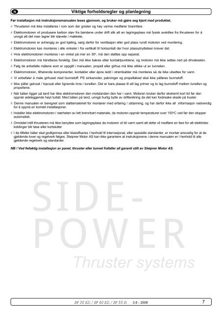 Thruster systems - Side-Power Bugstrahlruder