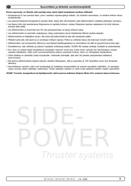 Thruster systems - Side-Power Bugstrahlruder