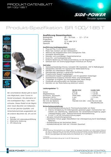 Produkt-Spezifikation SR 100/185 T - Side-Power Bugstrahlruder