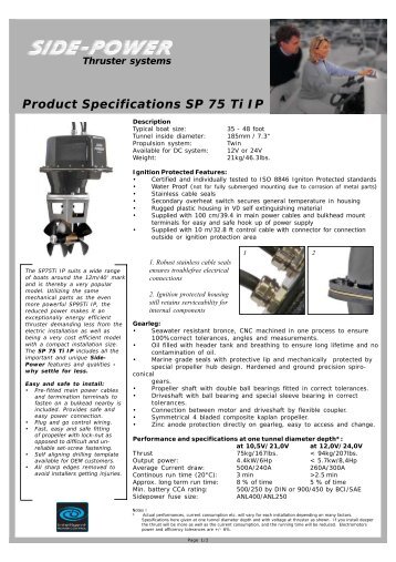 Product Specifications SP 75 Ti IP - Side-Power Bugstrahlruder