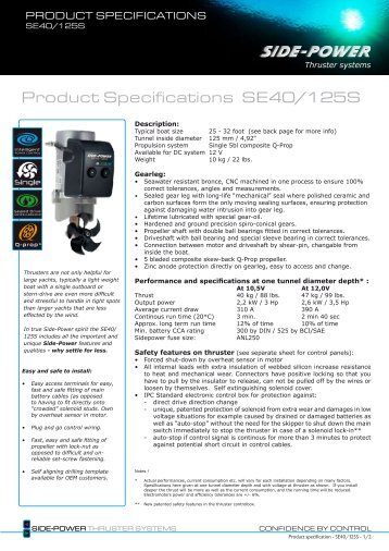 Product Specifications SE40/125S