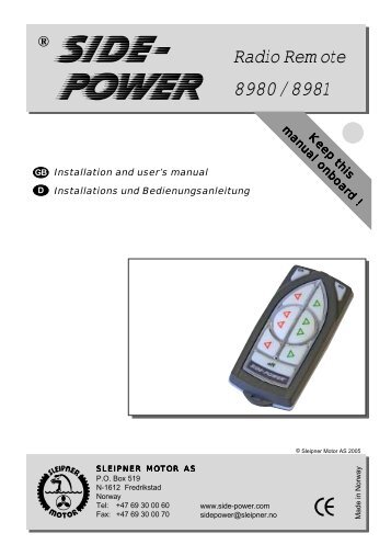 Funk-Fernbedienung-Heck-Bugschraube - Side-Power Bugstrahlruder