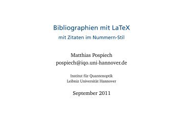 Bibliographien mit LaTeX - Matthias Pospiech
