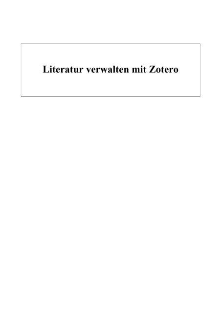 Literatur verwalten mit Zotero - Support Ticket System - Fernstudien ...