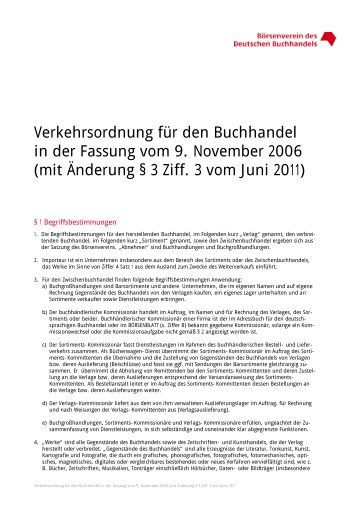 Verkehrsordnung für den Buchhandel - Börsenverein des ...