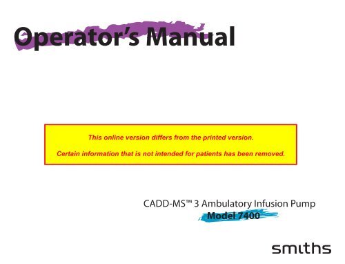 Operator's Manual - Smiths Medical