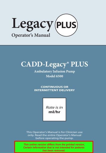 Legacy® PLUS - Smiths Medical