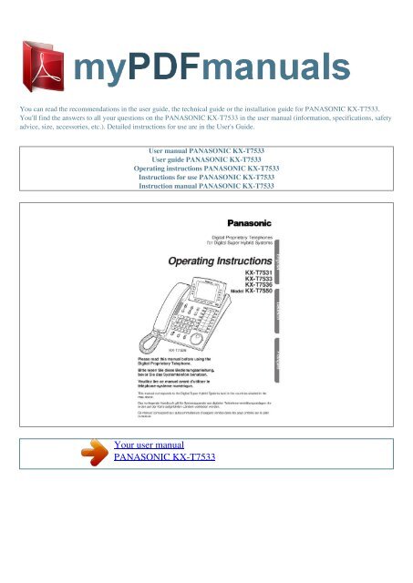 Panasonic Kx-tsc909cid User Manual Pdf Panasonic Kx-tsc909cid User Manual Pdf