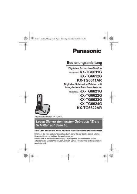 Bedienungsanleitung Kx Tg6622g Kx Tg6623g Kx Tg6624g Kx