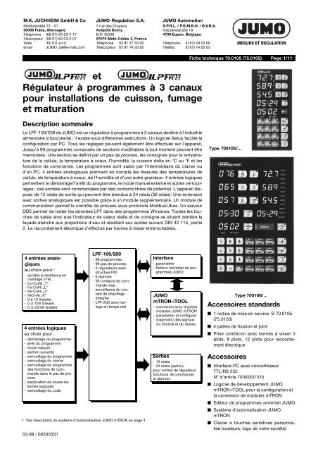 Régulateur à programmes à 3 canaux pour ... - Jumo Automation