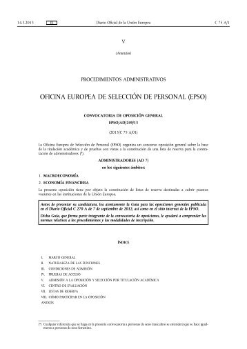 OFICINA EUROPEA DE SELECCIÓN DE PERSONAL (EPSO)