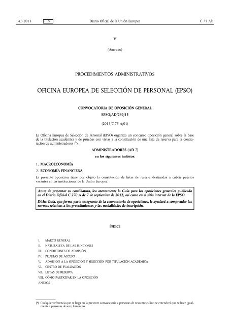 OFICINA EUROPEA DE SELECCIÓN DE PERSONAL (EPSO)