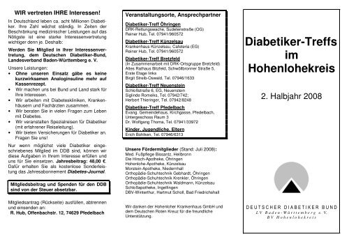 Hohenlohe Programm 2008 - Deutscher Diabetiker Bund ...