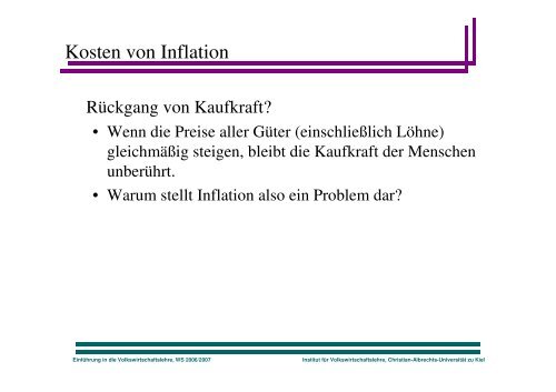 Geld und Inflation - Christian-Albrechts-Universität zu Kiel