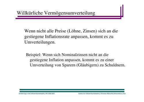 Geld und Inflation - Christian-Albrechts-Universität zu Kiel