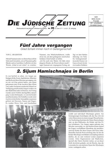 Nummer 26 (01.07.11) - Die Jüdische Zeitung