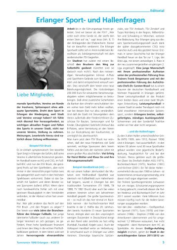 Editorial aus der Vereinszeitung 4/2012