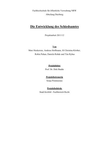 Die Entwicklung des Schiedsamtes - Bezirksvereinigung Krefeld ...