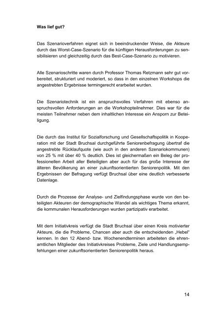 Abschlussbericht der Bertelsmann Stiftung für Bruchsal