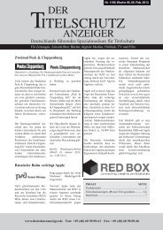 Nr. 1109/2013 • Der Titelschutz Anzeiger