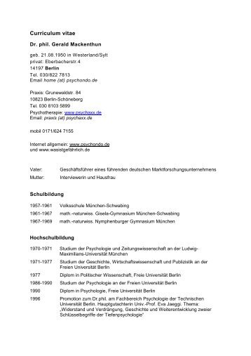 Curriculum Vitae und Publikationen