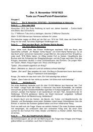 Der. 9. November 1918_1923 Texte zur PowerPoint- Präsentation