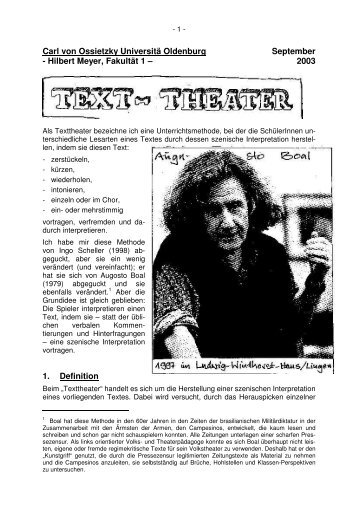 Texttheater - Carl von Ossietzky Universität Oldenburg