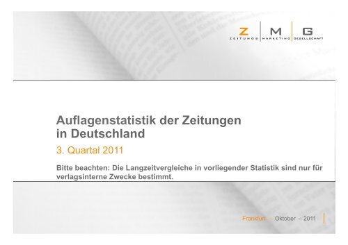 Auflagenstatistik der Zeitungen in Deutschland - BDZV