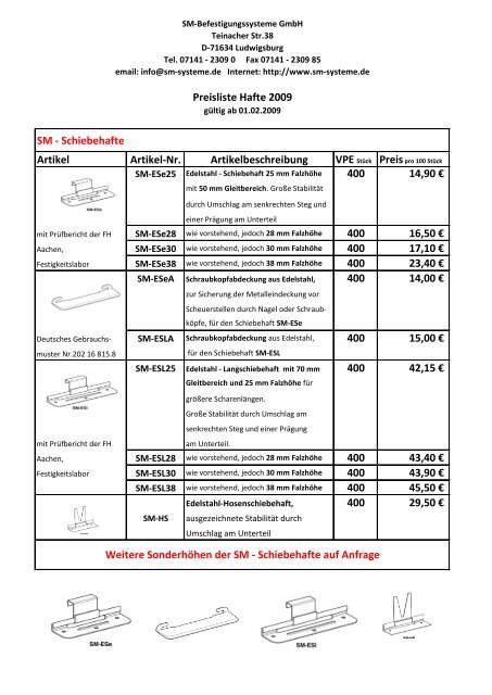 Edelstahl - sm systeme