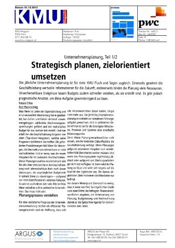 Strategisch planen, zielorientiert umsetzen - PwC