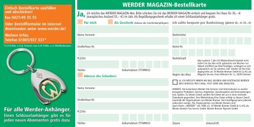 Werder Magazin Werder Magazin