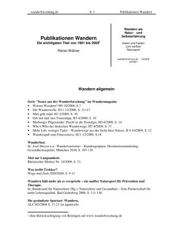 Publikationen Wandern - Wanderforschung.de