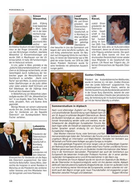 III/ 2005 Das Magazin für Auslandsösterreicher