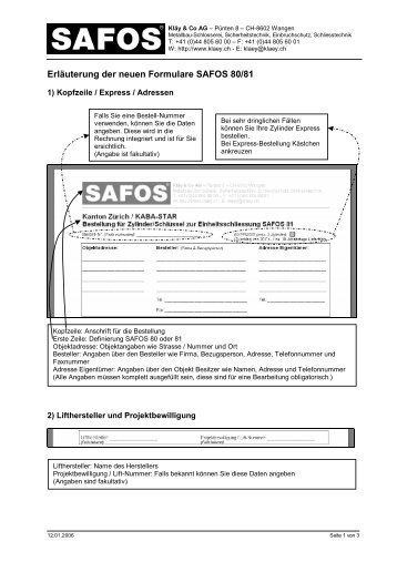 Erläuterung Formular - SAFOS Kläy & Co. AG