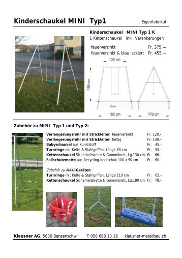 Kinderschaukel MINI Typ1 - Klausner AG