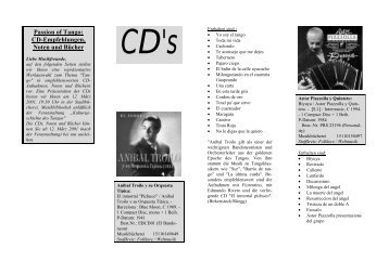Passion of Tango: CD-Empfehlungen, Noten und Bücher