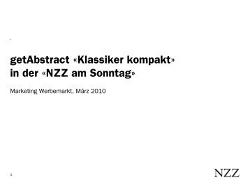 getAbstract «Klassiker kompakt» in der «NZZ am Sonntag»