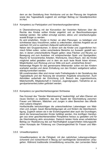 Empfehlungen für die pädagogische Arbeit in bayerischen Horten