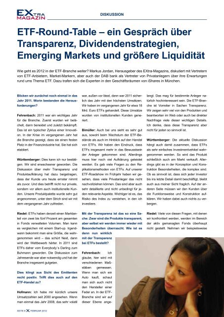 Dividenden-ETfs - EXtra-Magazin